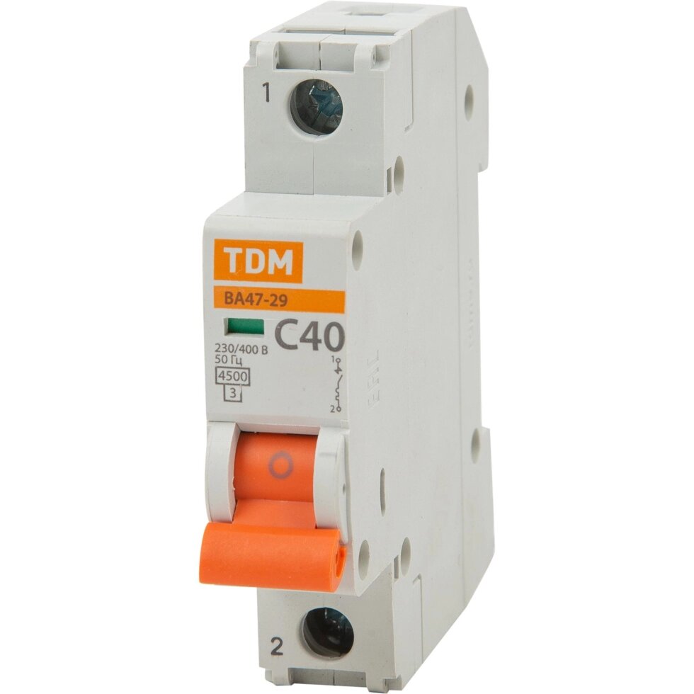 Автоматический выключатель TDM Electric ВА47-29 1P C40 А 4.5 кА SQ0206-0078 от компании ИП Фомичев - фото 1
