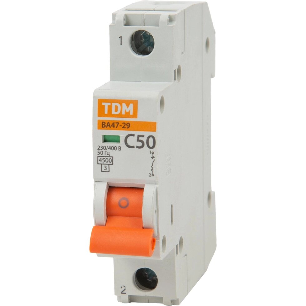 Автоматический выключатель TDM Electric ВА47-29 1P C50 А 4.5 кА SQ0206-0079 от компании ИП Фомичев - фото 1