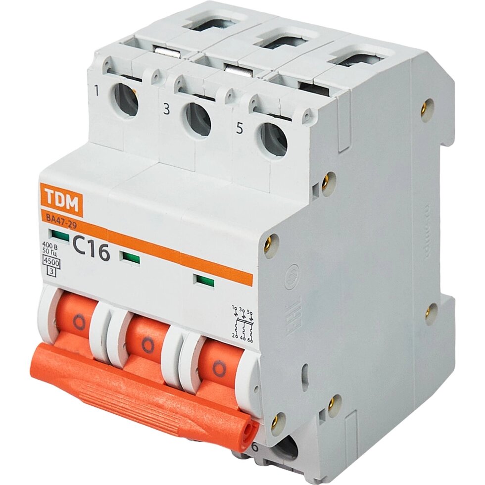 Автоматический выключатель TDM Electric ВА47-29 3P C16 А 4.5 кА SQ0206-0109 от компании ИП Фомичев - фото 1