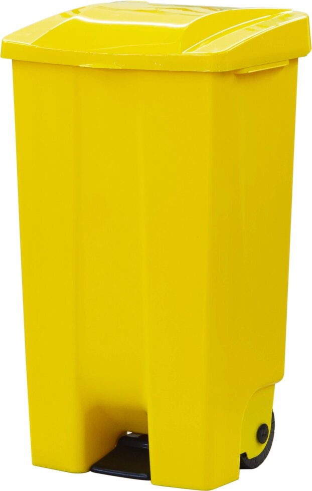 Бак садовый для мусора на колесиках с педалью 110 л цвет жёлтый от компании ИП Фомичев - фото 1