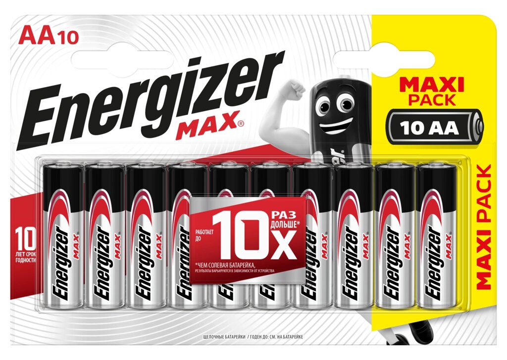 Батарейка алкалиновая Energizer Max AA, 10 шт. от компании ИП Фомичев - фото 1