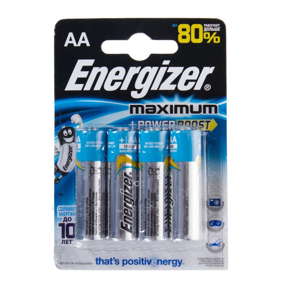 Батарейка алкалиновая Energizer Maximum AA/LR6, 4 шт. от компании ИП Фомичев - фото 1