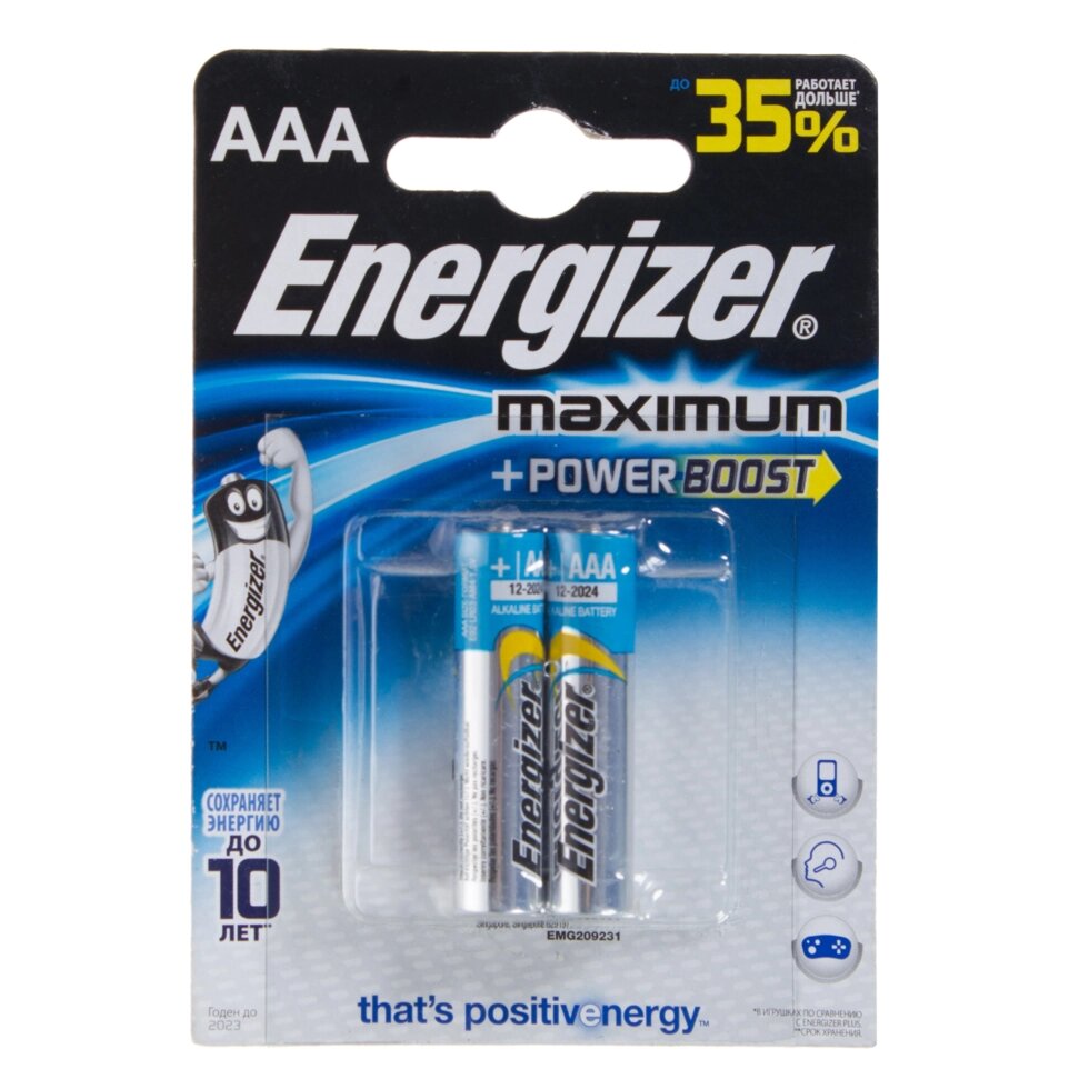 Батарейка алкалиновая Energizer Maximum AAA/LR03 2 шт. от компании ИП Фомичев - фото 1