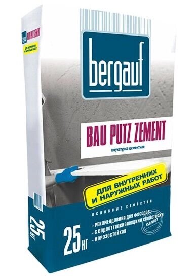 Bergauf Bau Putz Zement  -  цементная штукатурка с повышенной водо- и морозостойкостью 25кг. от компании ИП Фомичев - фото 1