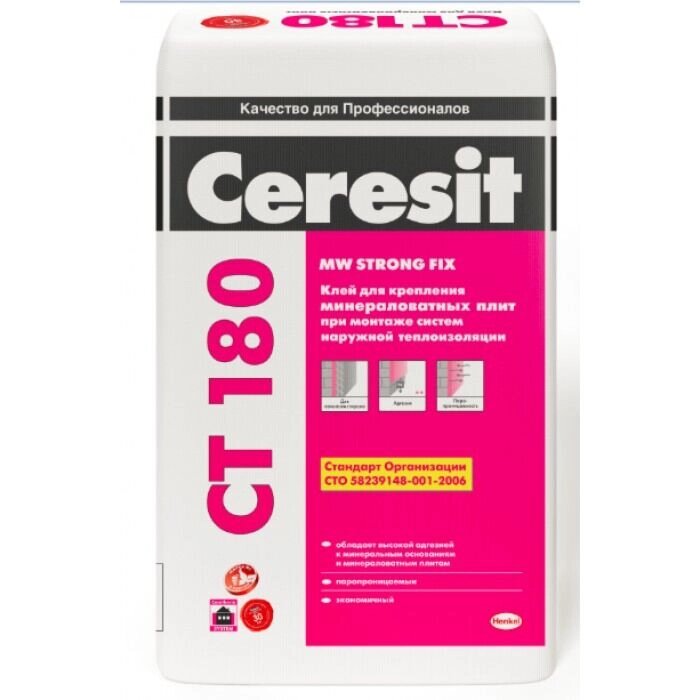 Ceresit CТ180, клеевая смесь для минераловатных плит, 25кг от компании ИП Фомичев - фото 1