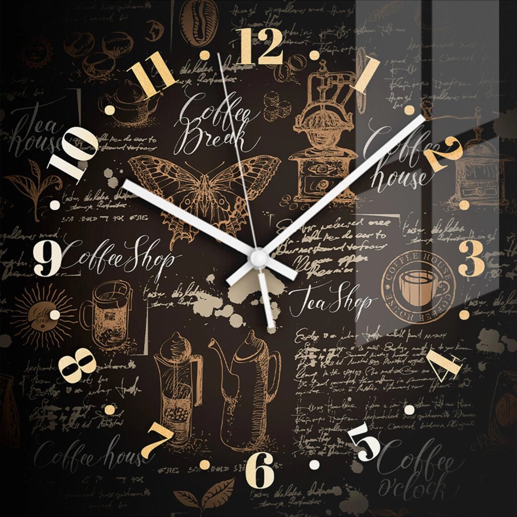 Часы настенные Artabosko Люмьер 13 квадратные стекло цвет черный бесшумные 30x30 см от компании TOO RT UNIVERSAL GROUP - фото 1