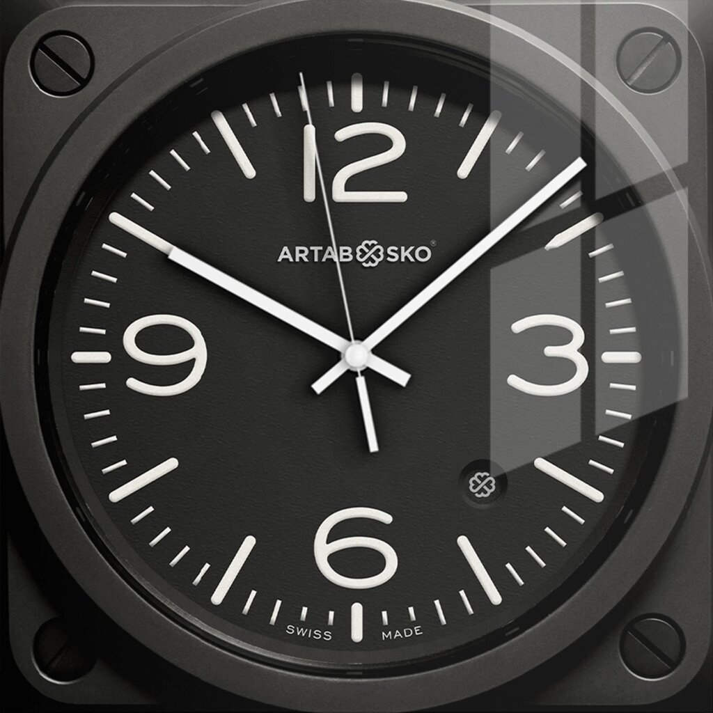 Часы настенные Artabosko Морис 1 квадратные стекло цвет черный бесшумные 30x30 см от компании TOO RT UNIVERSAL GROUP - фото 1