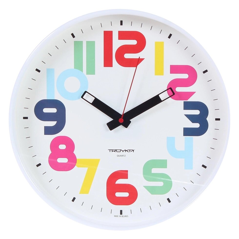Часы настенные Цифры разноцветные диаметр 30 см от компании ИП Фомичев - фото 1