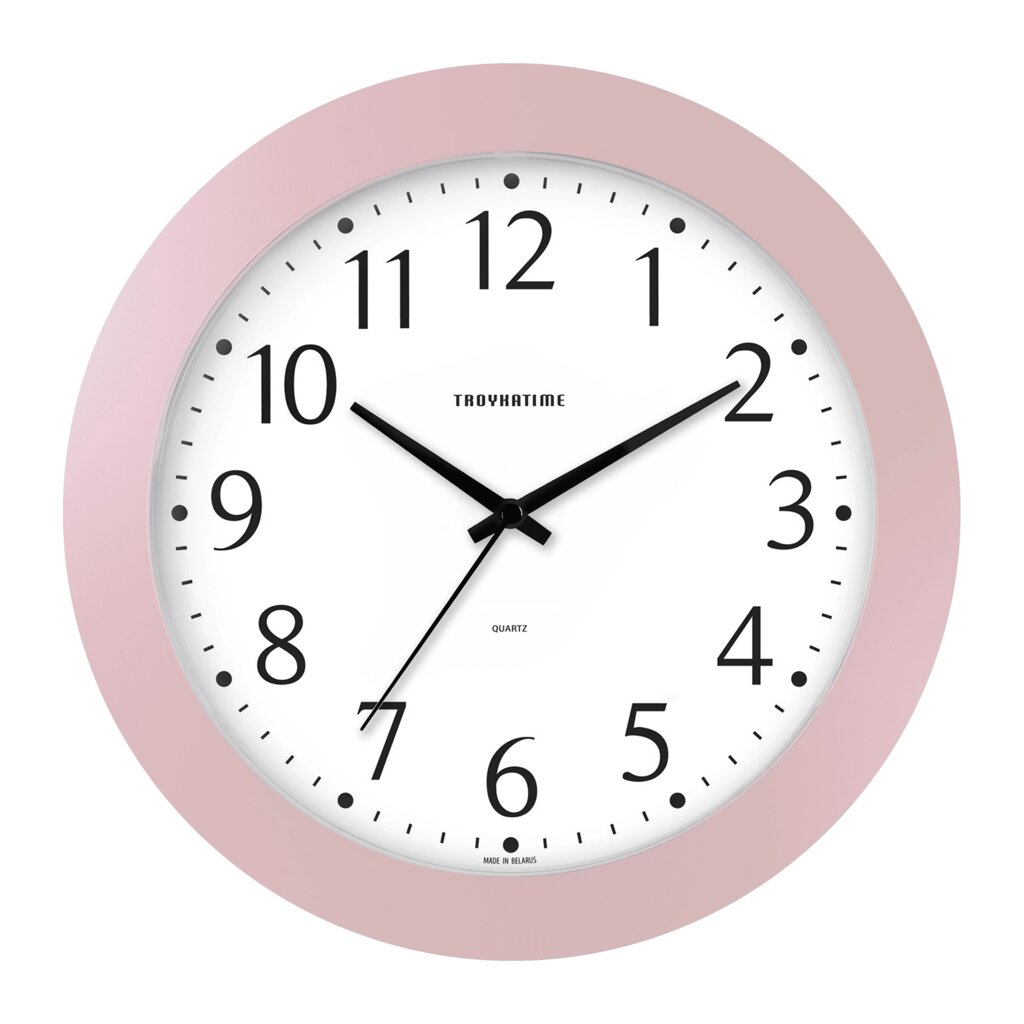Часы настенные Troykatime Эконом круглые пластик цвет розовый бесшумные o30.5 см от компании TOO RT UNIVERSAL GROUP - фото 1