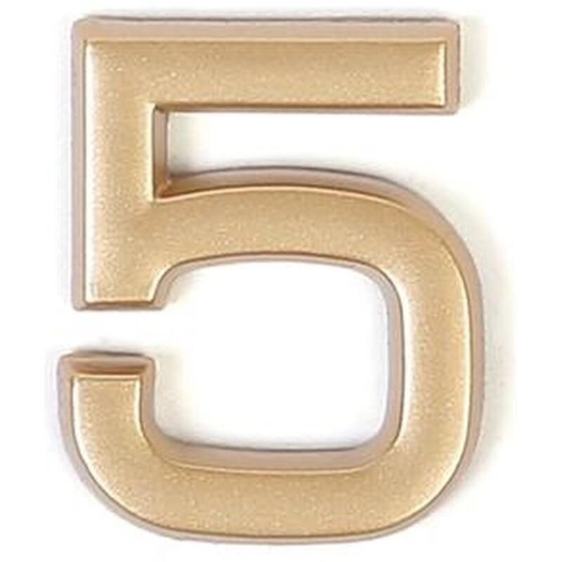 Цифра «5» самоклеящаяся 40х32 мм пластик цвет матовое золото от компании TOO RT UNIVERSAL GROUP - фото 1