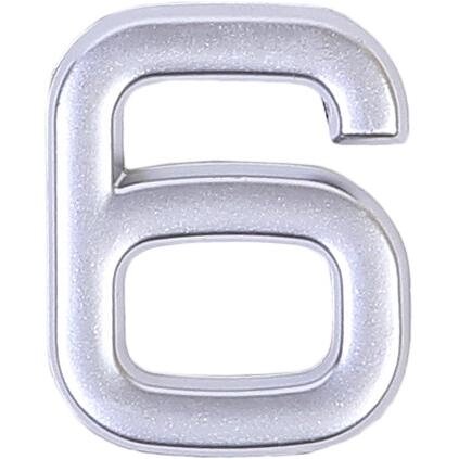Цифра «6» самоклеящаяся 40х32 мм пластик цвет матовое серебро от компании TOO RT UNIVERSAL GROUP - фото 1