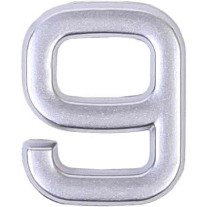 Цифра «9» самоклеящаяся 40х32 мм пластик цвет матовое серебро от компании TOO RT UNIVERSAL GROUP - фото 1