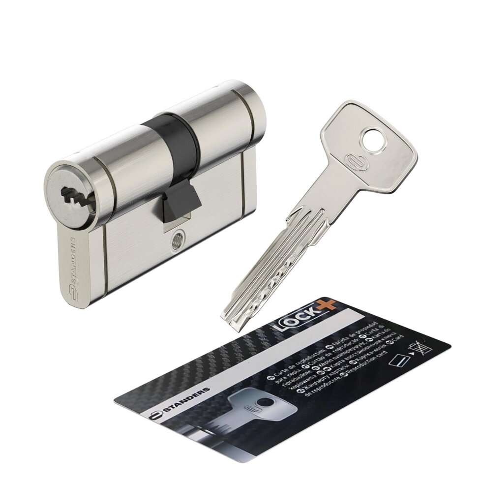 Цилиндр Standers 00712761, 30x30 мм, ключ/ключ, цвет никель от компании ИП Фомичев - фото 1