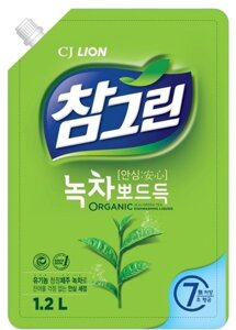 Cредство для мытья посуды CJ LION Chamgreen Зеленый чай 1200гр запаска