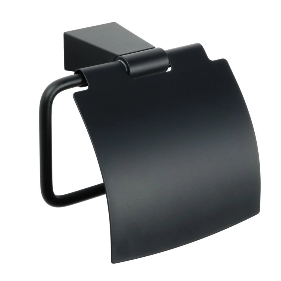 Держатель туалетной бумаги с крышкой Fixsen Tren сталь цвет черный от компании ИП Фомичев - фото 1