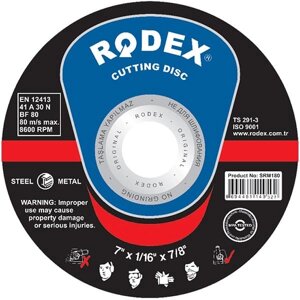 Диск отрезной RODEX по металлу синий 180*1.6*22мм SRM16180