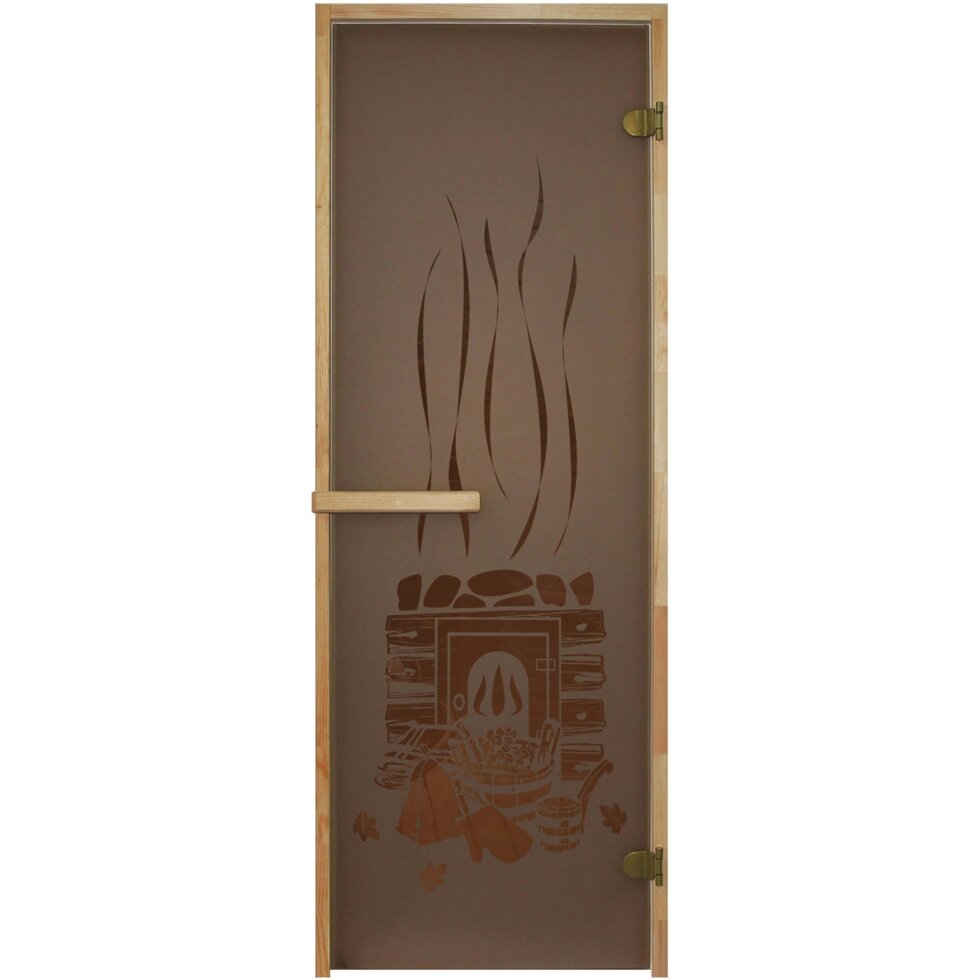 Дверь для сауны 69х189 см цвет бронза с рисунком от компании ИП Фомичев - фото 1