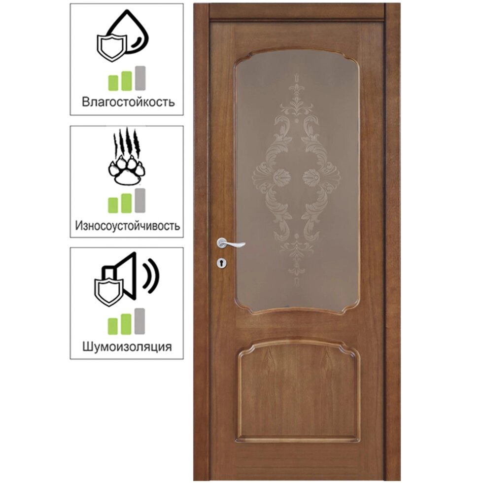 Дверь межкомнатная Helly остеклённая 60x200 см шпон натуральный цвет тонированный дуб от компании ИП Фомичев - фото 1
