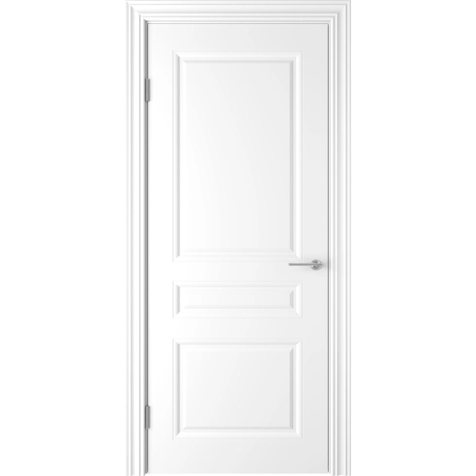 Дверь межкомнатная Стелла глухая эмаль цвет белый 70x200 см (с замком и петлями) от компании ИП Фомичев - фото 1