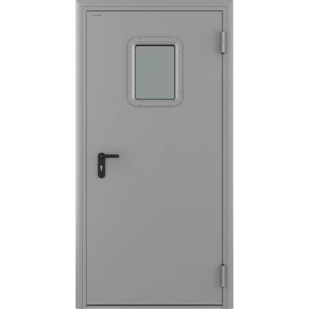 Дверь противопожарная остекленная EI60 880Х2050 правая цвет светло-серый RAL7035 от компании ИП Фомичев - фото 1