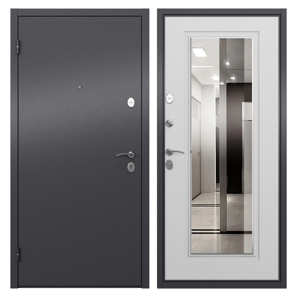 Дверь входная металлическая Берн, 950 мм, левая, цвет скай белый от компании ИП Фомичев - фото 1