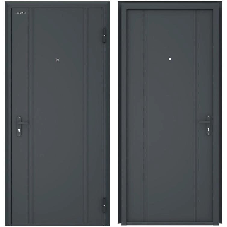 Дверь входная металлическая Эко 2050х880 мм, правая, цвет антрацит от компании ИП Фомичев - фото 1