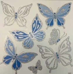 Элемент декоративный ROOM DECOR Бабочки-стразы синие с серебром RKA 6604 от компании ИП Фомичев - фото 1