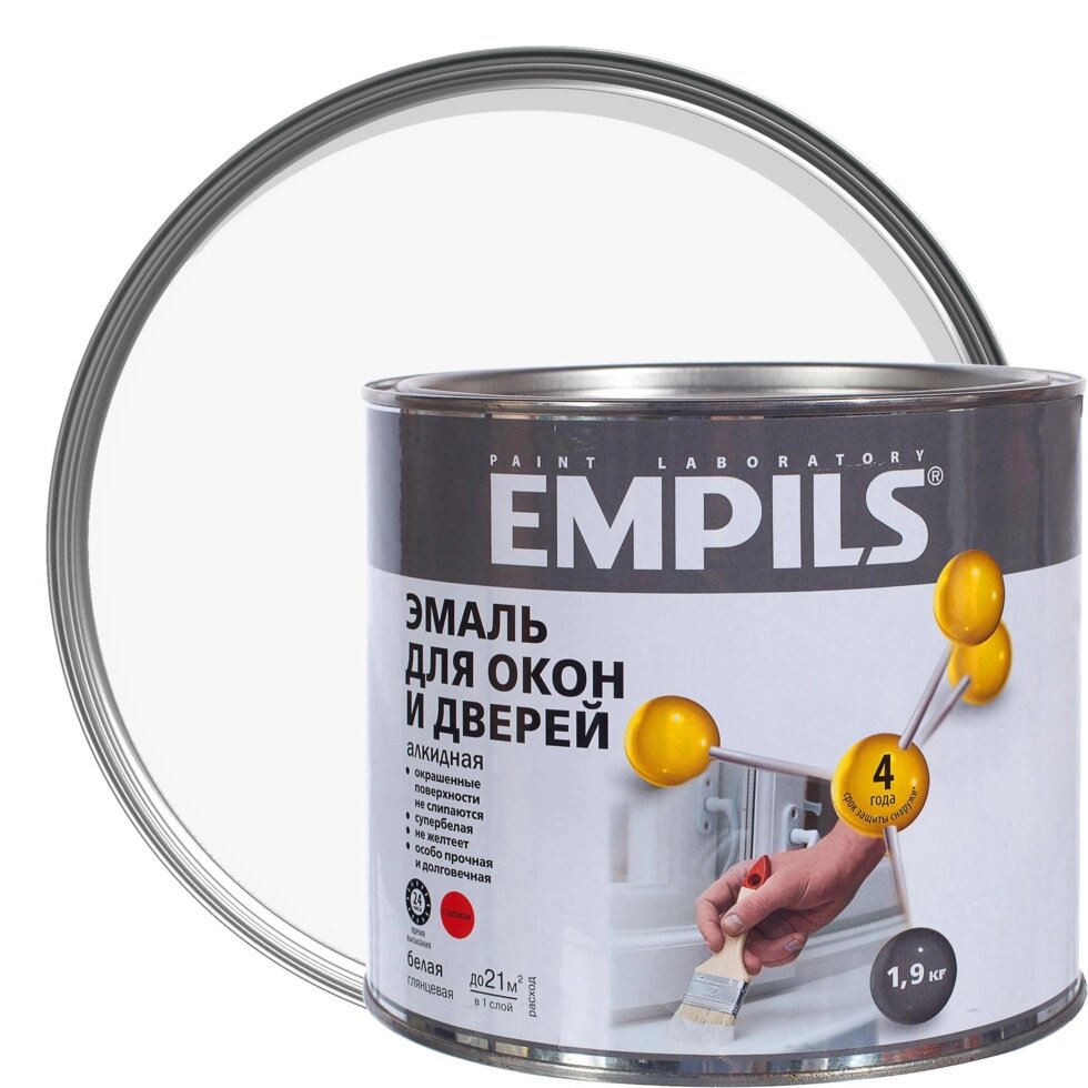 Эмаль для окон и дверей Empils PL цвет белый 1.9 кг от компании ИП Фомичев - фото 1