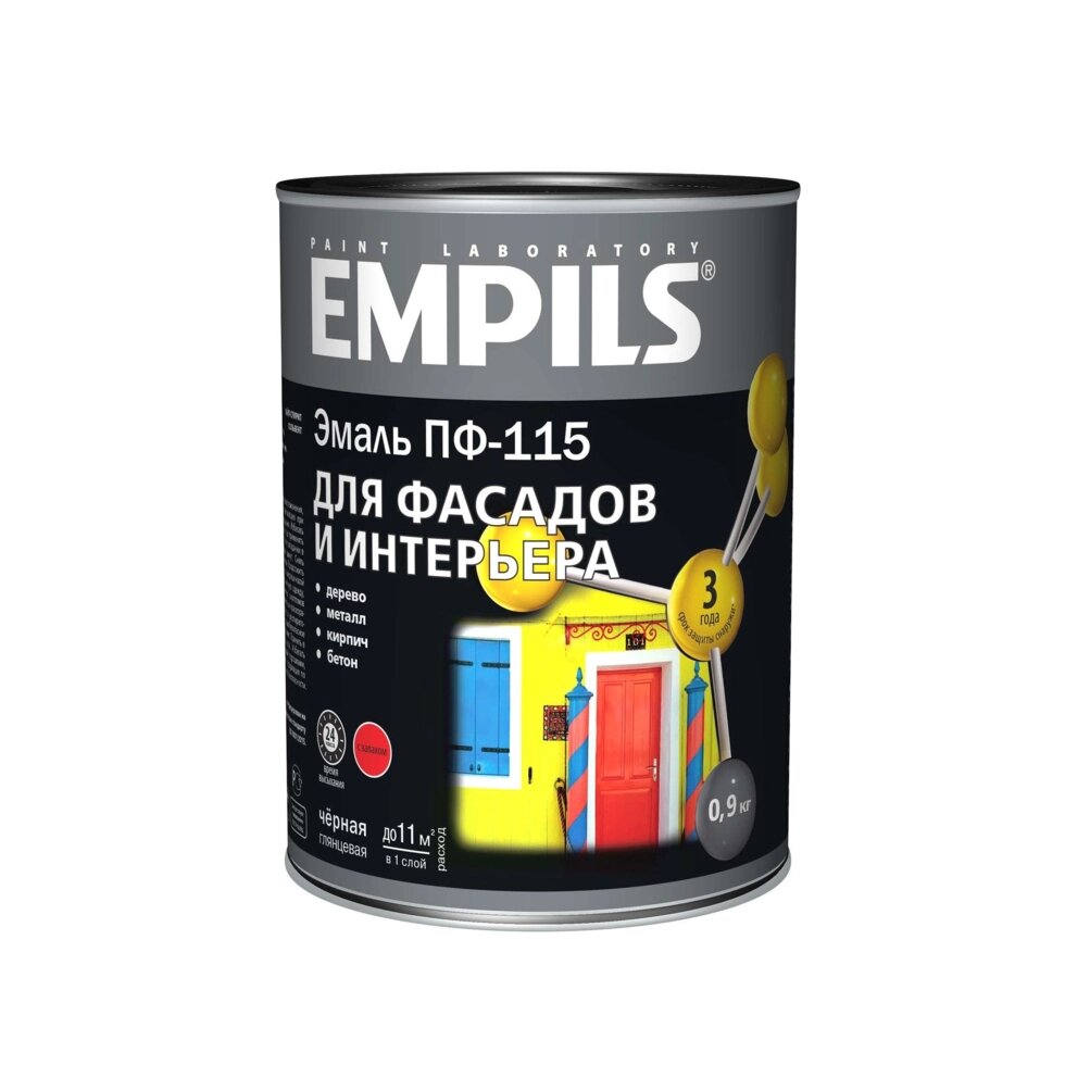 Эмаль ПФ-115 Empils PL цвет чёрная 0.9 кг от компании ИП Фомичев - фото 1