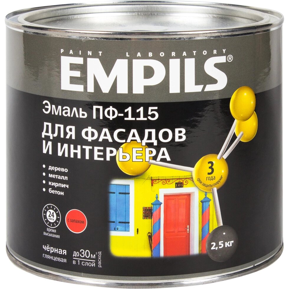 Эмаль ПФ-115 Empils PL цвет чёрная 2.5 кг от компании ИП Фомичев - фото 1
