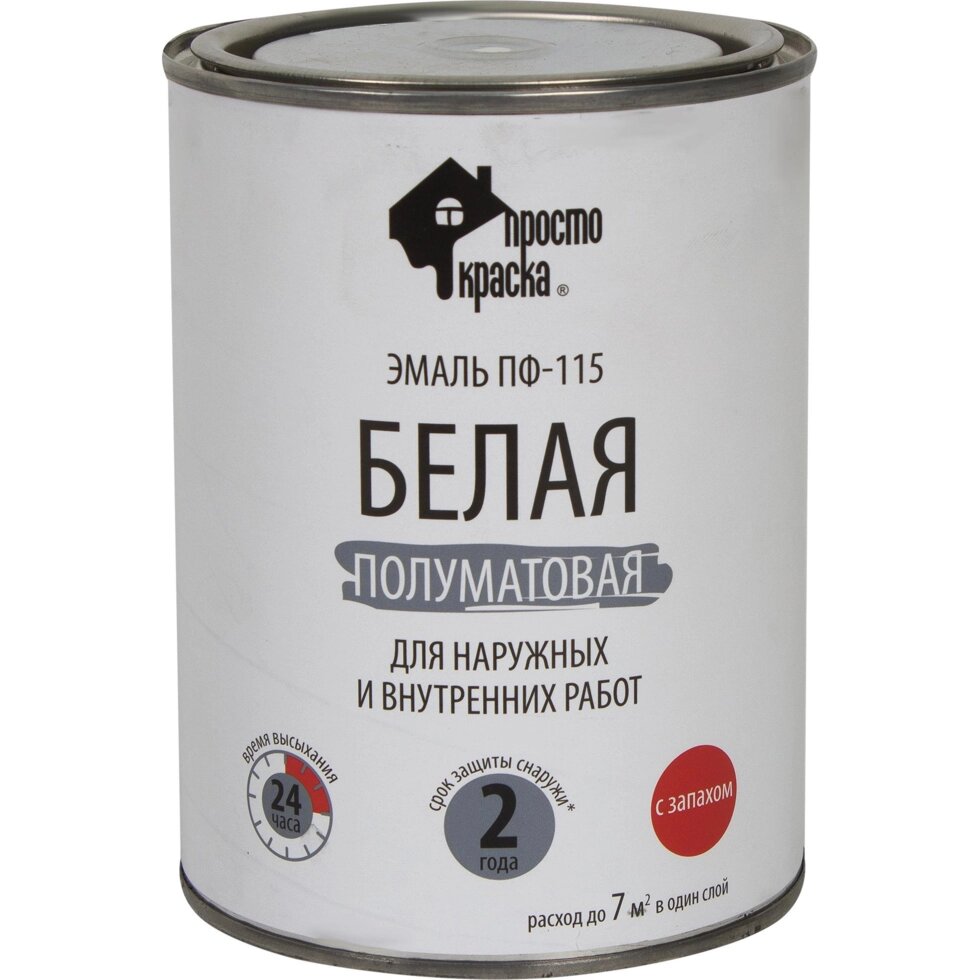 Эмаль ПФ-115 Простокраска полуматовая цвет белый 0.8 кг от компании ИП Фомичев - фото 1
