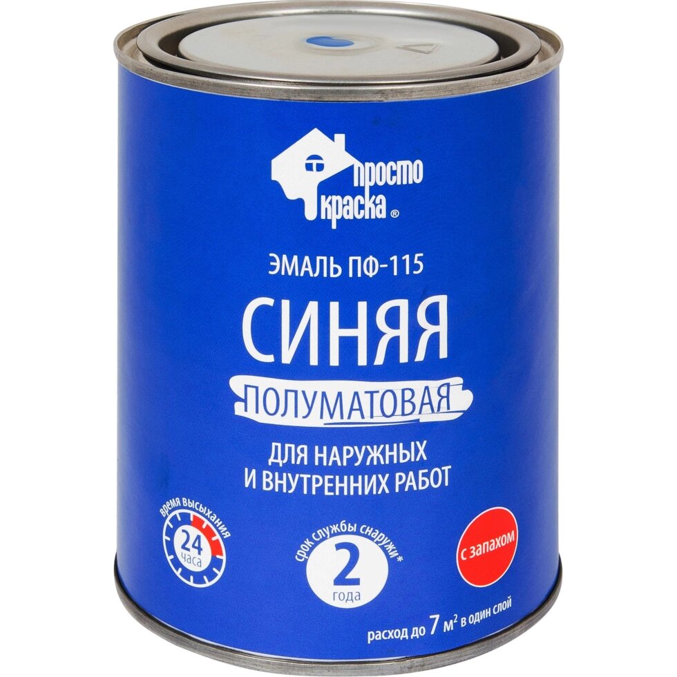 Эмаль ПФ-115 Простокраска полуматовая цвет синий 0.8 кг от компании ИП Фомичев - фото 1