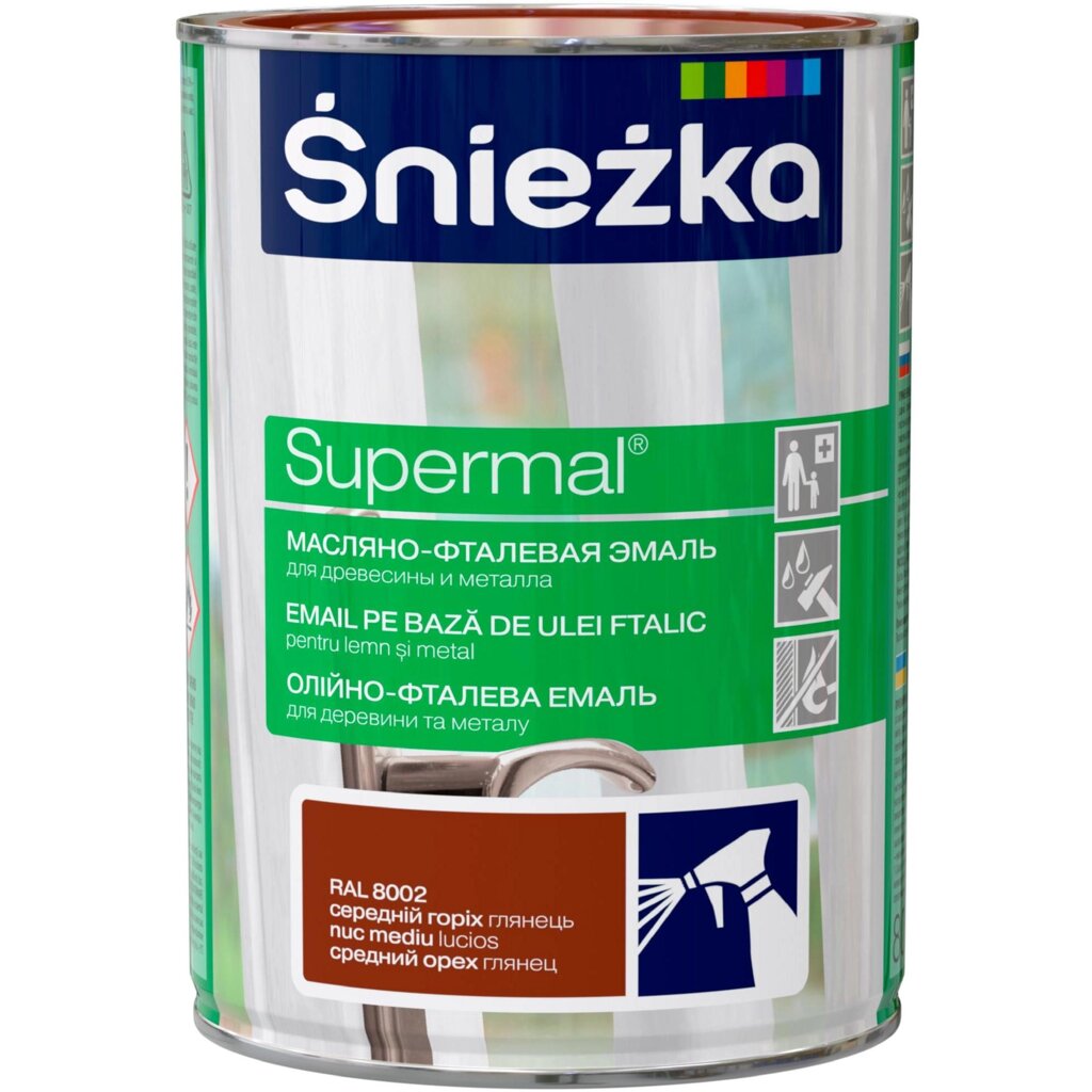 Эмаль Sniezka Supermal матовая цвет средний орех 0.8 л от компании ИП Фомичев - фото 1