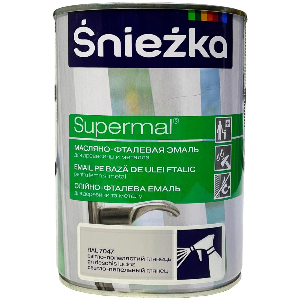 Эмаль Sniezka Supermal матовая RAL7047 цвет светло-серый 0.8 л от компании ИП Фомичев - фото 1