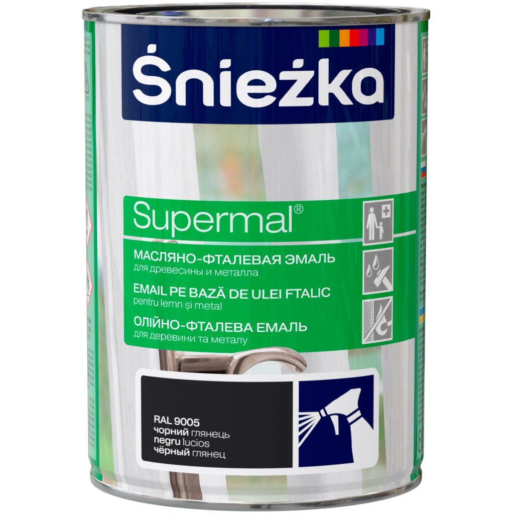 Эмаль Sniezka Supermal матовая RAL9005 цвет черный 0.8 л от компании ИП Фомичев - фото 1