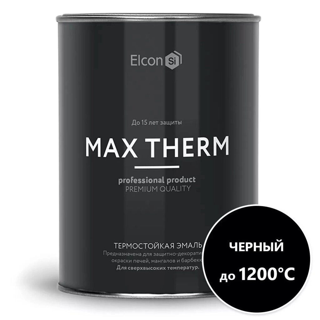 Эмаль термостойкая Elcon черная до 1000 С 0.8кг от компании ИП Фомичев - фото 1
