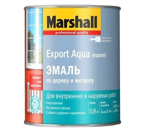 Эмаль водная MARSHALL EXPORT Aqua белая глянц.0,8л 533845К от компании ИП Фомичев - фото 1