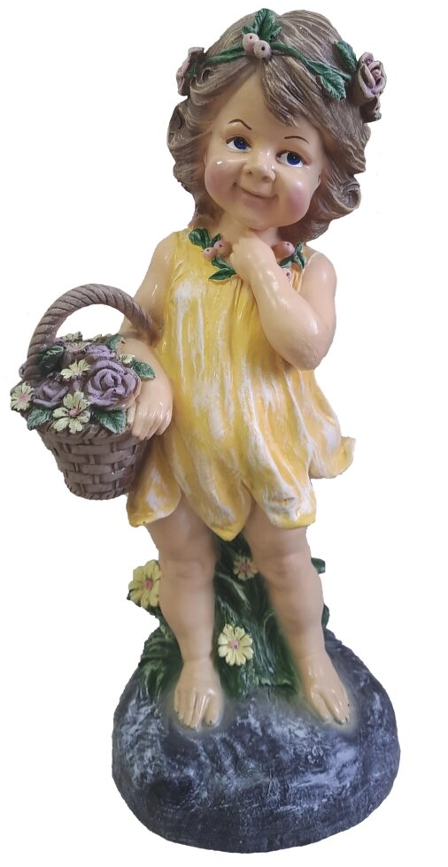 Фигура садовая «Девочка на камне с корзиной» высота 48 см от компании ИП Фомичев - фото 1