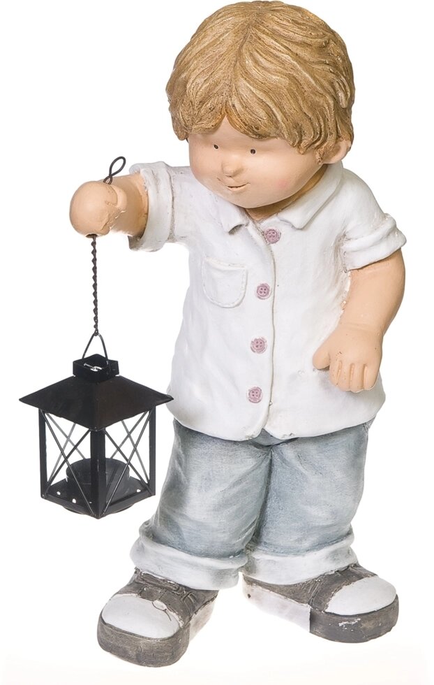 Фигура садовая «Мальчик с фонарем» высота 45 см от компании ИП Фомичев - фото 1