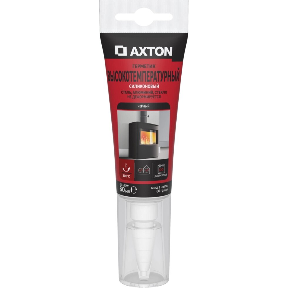 Герметик высокотемпературный Axton до 300°C цвет черный 60 мл от компании ИП Фомичев - фото 1