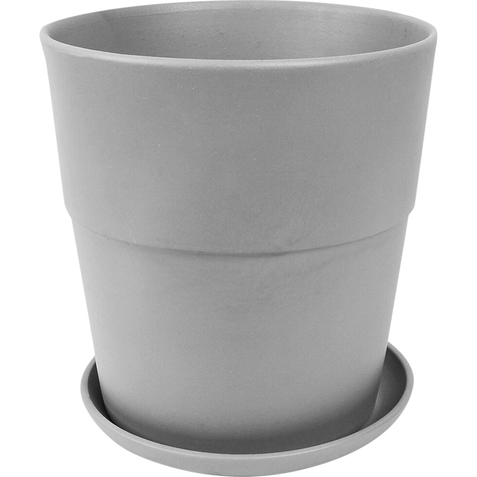 Горшок Аллой o18 h19 см v2.9 л с поддоном керамика серый от компании ИП Фомичев - фото 1
