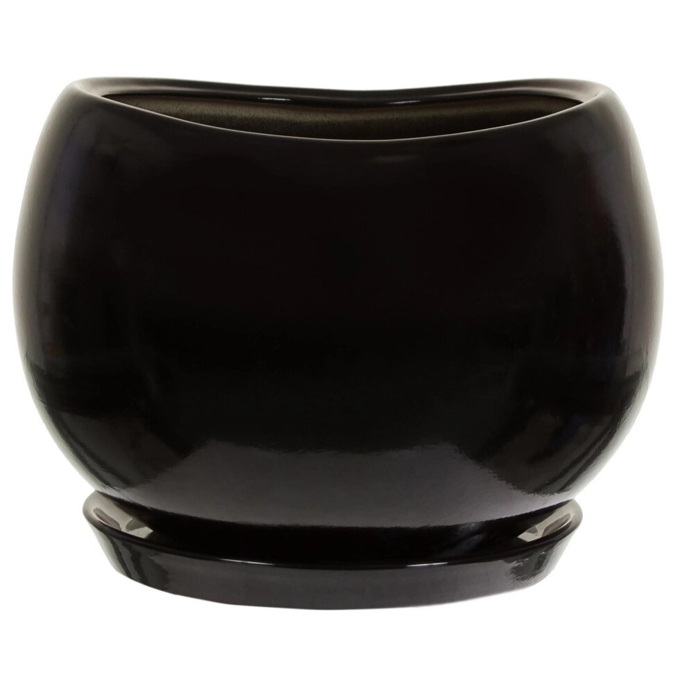 Горшок цветочный Адель o28 h24.5 см v15 л керамика чёрный от компании ИП Фомичев - фото 1