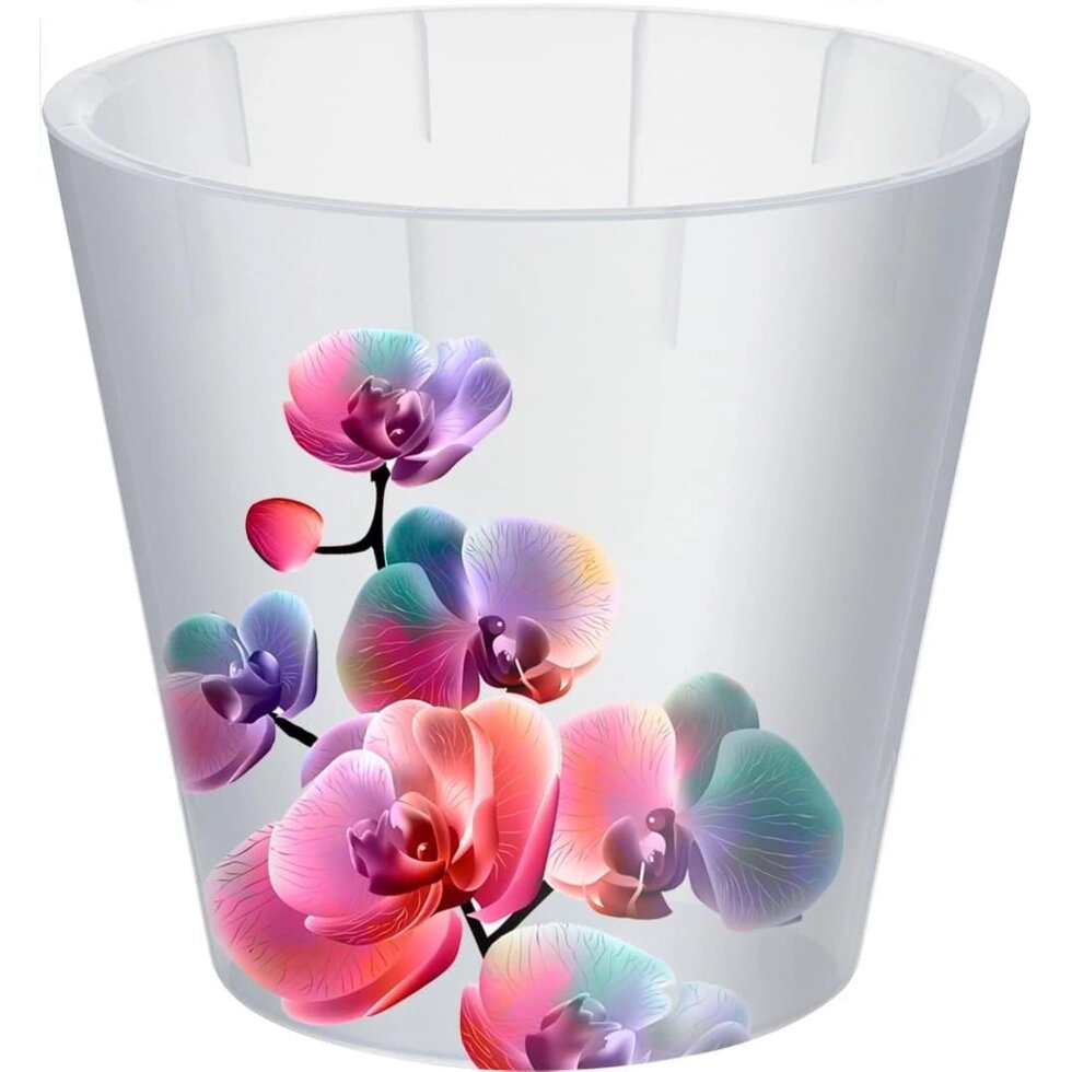 Горшок цветочный для орхидей o16 h14.5 см v1.6 л пластик прозрачный с декором от компании ИП Фомичев - фото 1