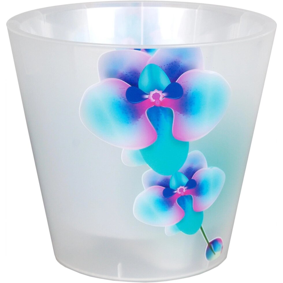 Горшок цветочный Ingreen Фиджи Орхидея o16 h14.5 см v1.6 л пластик жемчужный/голубой от компании ИП Фомичев - фото 1