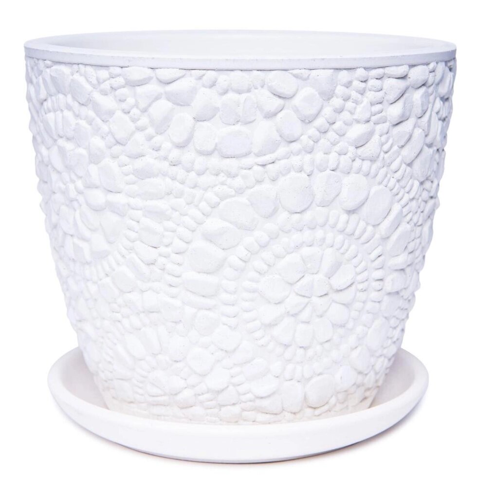 Горшок цветочный Камешки o14.6 h12.7 см v1.3 л керамика цвет белый от компании ИП Фомичев - фото 1