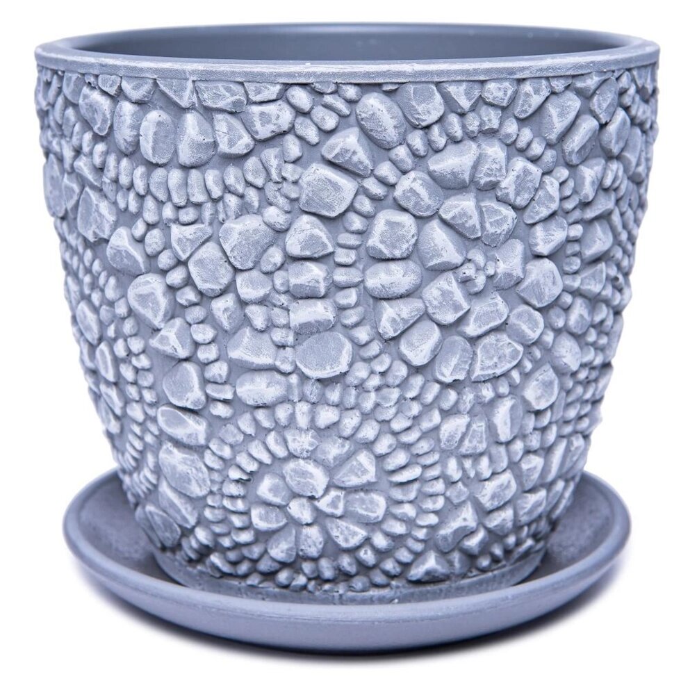 Горшок цветочный Камешки o14.6 h12.7 см v1.3 л керамика цвет серый от компании ИП Фомичев - фото 1