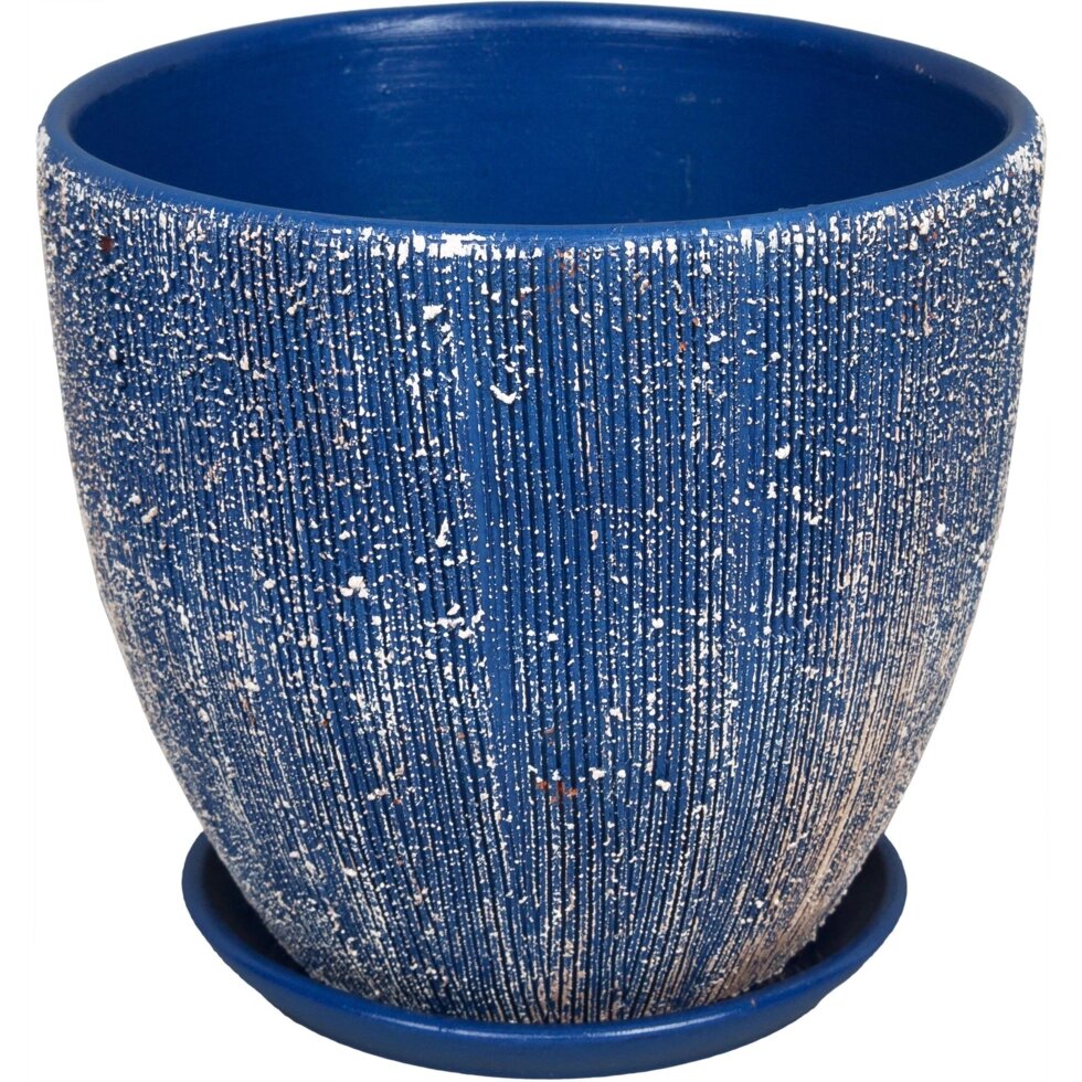 Горшок цветочный Меланж o18 h16.5 см v2.6 л керамика синий/бежевый от компании ИП Фомичев - фото 1