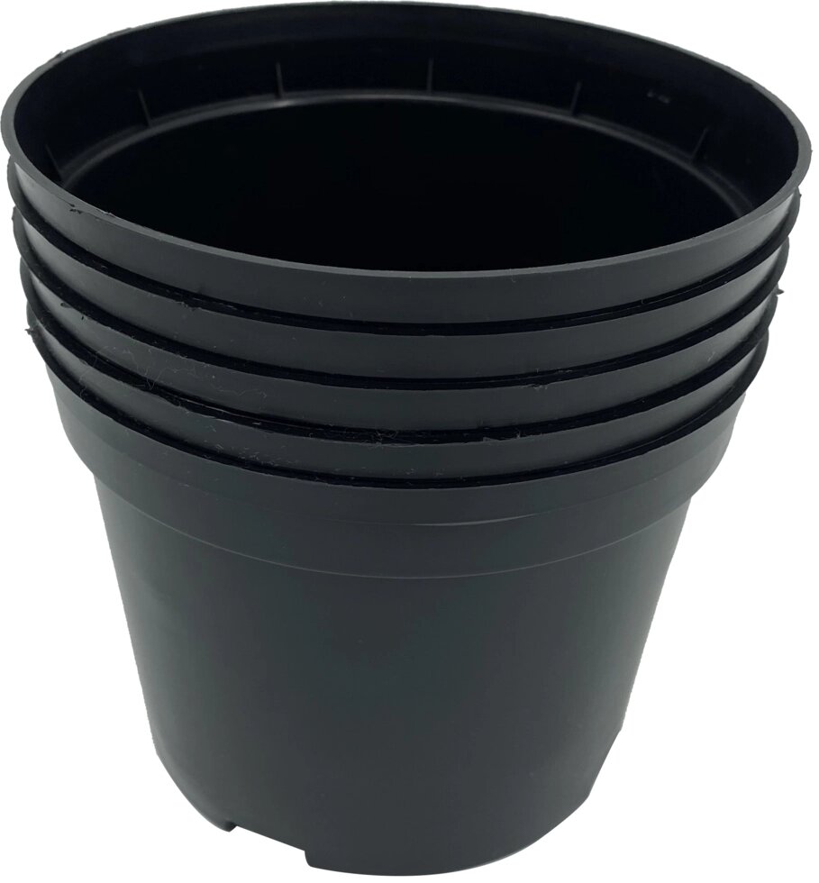Горшок для рассады литьевой круглый 1 л пластик черный 5 шт от компании ИП Фомичев - фото 1
