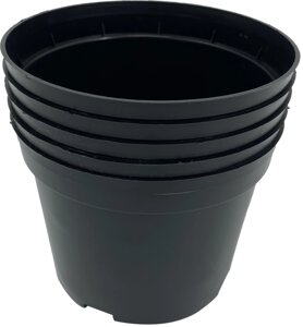 Горшок для рассады литьевой круглый 1 л пластик черный 5 шт