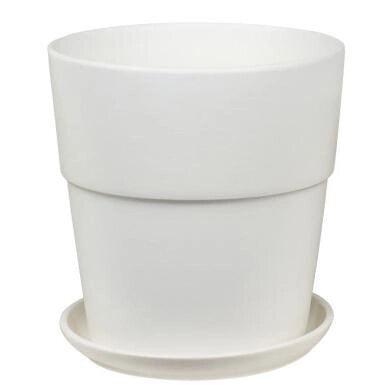 Горшок Уайт o15 h16 см v1.7 л с поддоном керамика белый от компании ИП Фомичев - фото 1
